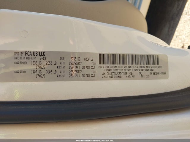 Продажа на аукционе авто 2019 Dodge Grand Caravan Sxt, vin: 2C4RDGCG2KR747363, номер лота: 45758286