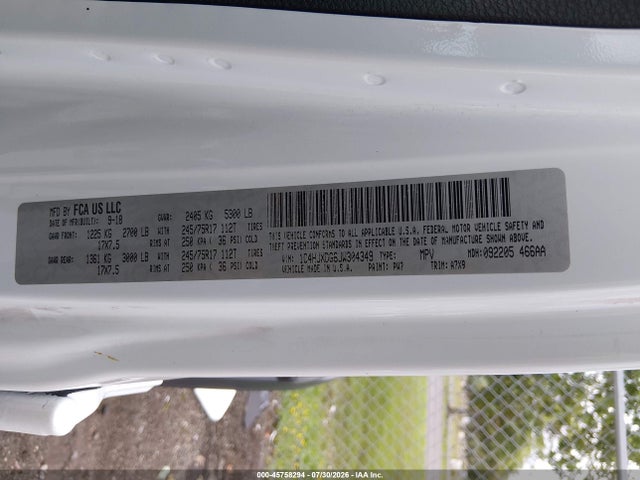 Продажа на аукционе авто 2018 Jeep Wrangler Unlimited Sport S 4x4, vin: 1C4HJXDG6JW304349, номер лота: 45758294