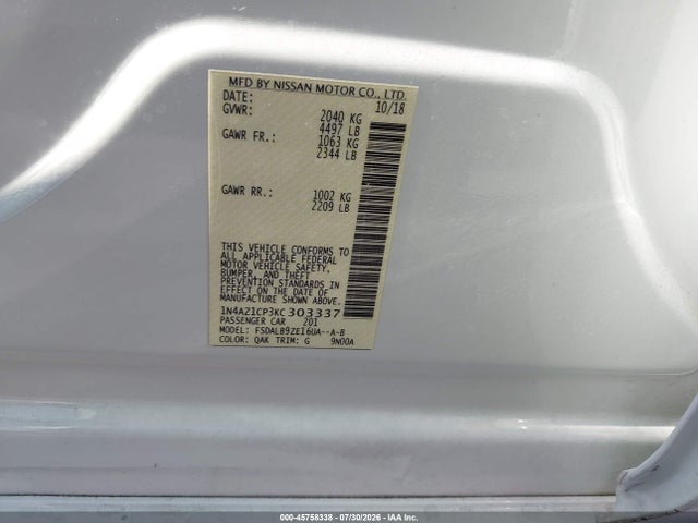 Nissan LEAF S 2019 1N4AZ1CP3KC303337 Image 9