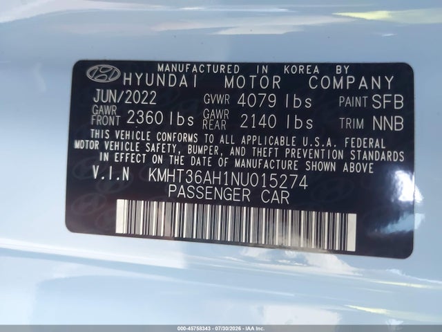 Hyundai VELOSTER N 2022 KMHT36AH1NU015274 Image 9