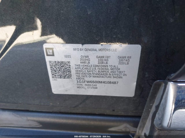 1G1FW6S00M4108487 Chevrolet Bolt Ev Fwd Lt