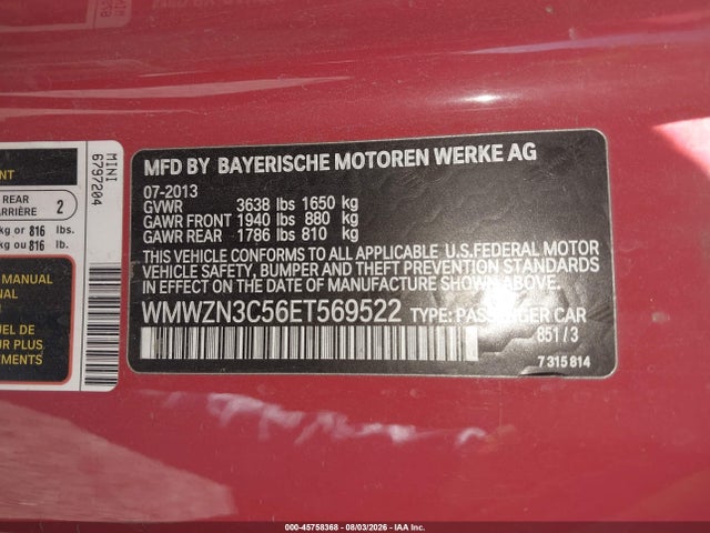 Продаж на аукціоні авто 2014 Mini Convertible Cooper, vin: WMWZN3C56ET569522, номер лоту: 45758368