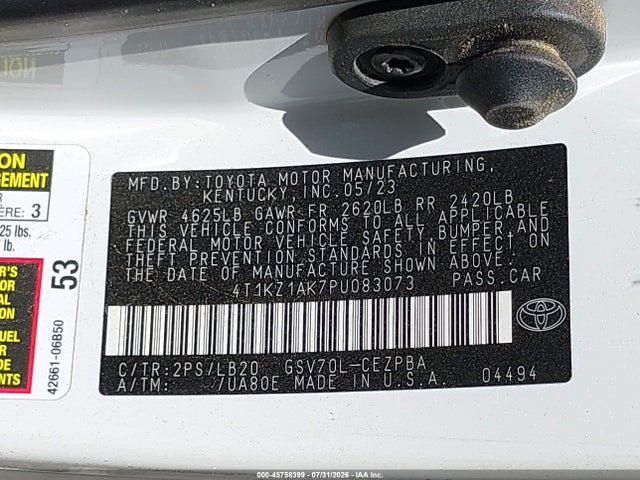 4T1KZ1AK7PU083073 Toyota Camry Xse V6