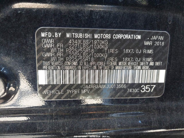 Продаж на аукціоні авто 2018 Mitsubishi Outlander Sport 2.4 Se, vin: JA4AR3AWXJU013566, номер лоту: 45758461