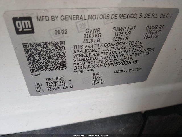 Chevrolet Equinox Awd Premier 2022 3GNAXXEV9NS203845 Image 9