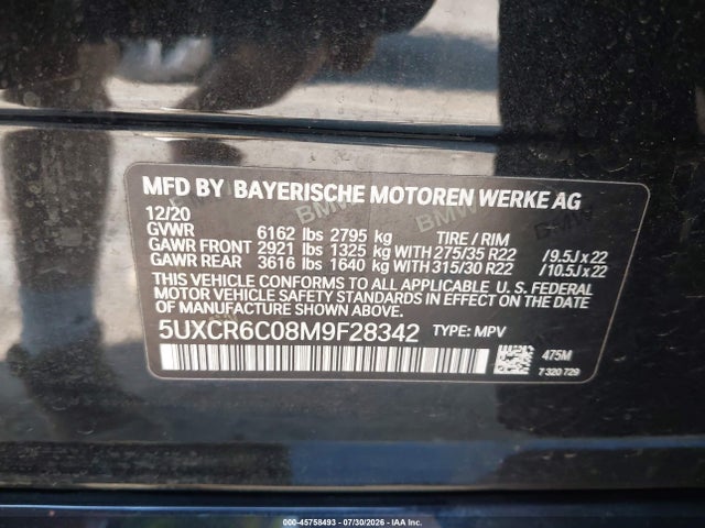 Aukcja sprzedaży 2021 Bmw X5 Xdrive40i, vin: 5UXCR6C08M9F28342, numer aukcji: 45758493