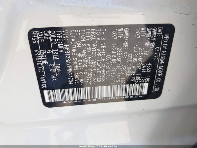 JN8BT3BA7PW421734 Nissan Rogue Sv Fwd