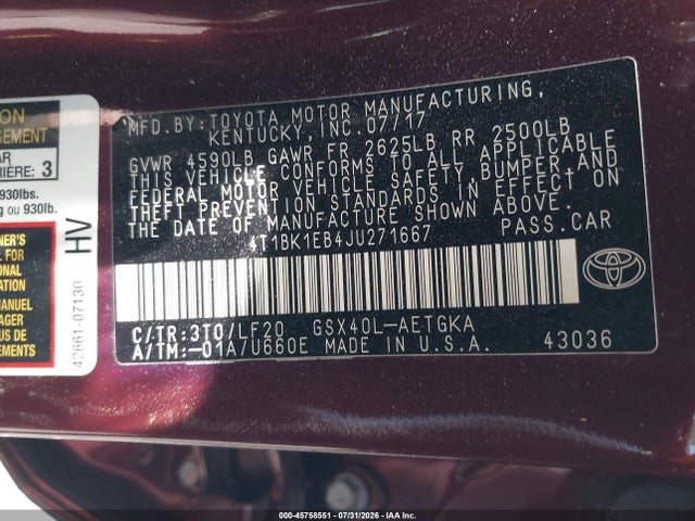 Toyota Avalon Xle Plus 2018 4T1BK1EB4JU271667 Image 9
