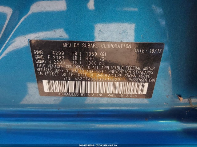 4S3GTAD61J3714620 Subaru Impreza 2.0i Premium