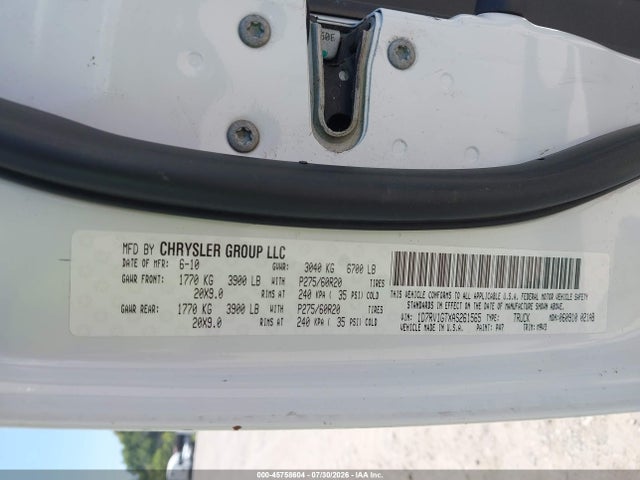Продажа на аукционе авто 2010 Dodge Ram 1500 Slt/sport/trx, vin: 1D7RV1GTXAS261565, номер лота: 45758604