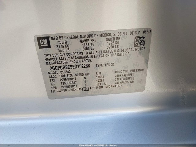 3GCPCREC5EG152288 Chevrolet Silverado 1500 Lt