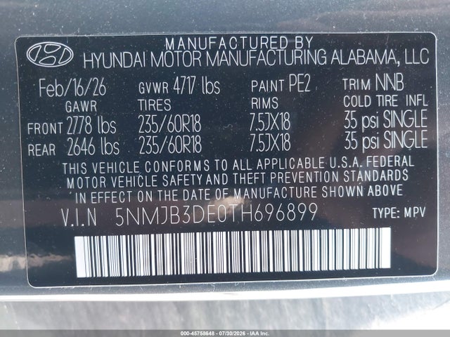 Hyundai TUCSON SEL 2026 5NMJB3DE0TH696899 Image 9