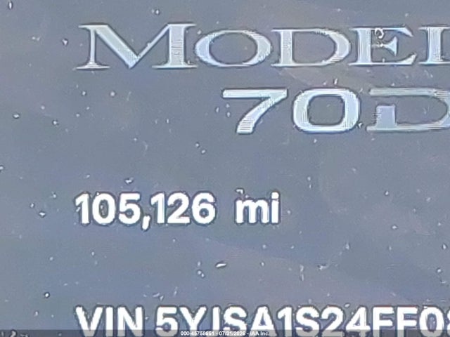 45758651 :رقم المزاد ، 5YJSA1S24FF088376 vin ، 2015 Tesla Model S 70d/85d/p85d مزاد بيع