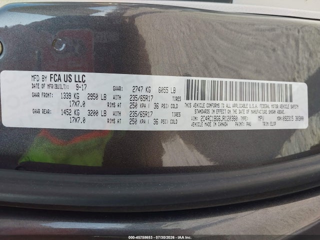 Продаж на аукціоні авто 2018 Chrysler Pacifica Touring L, vin: 2C4RC1BG6JR120360, номер лоту: 45758653