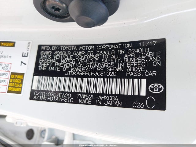 JTDKARFP0H3061020 Toyota Prius Prime Premium
