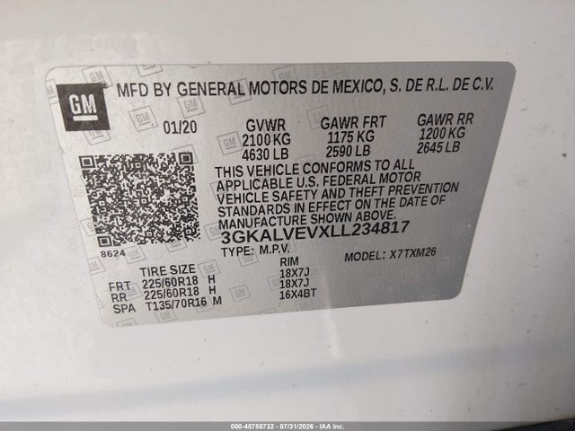 3GKALVEVXLL234817 GMC Terrain Awd Slt