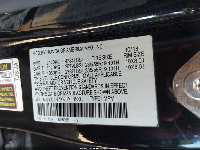 Acura Rdx Advance Package 2019 5J8TC1H7XKL011800 Image 9