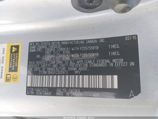 Продажа на аукционе авто 2015 Lexus Rx 350 F Sport, vin: 2T2BK1BA5FC309973, номер лота: 45758766