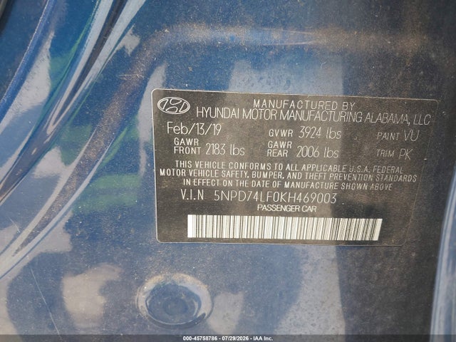 Hyundai ELANTRA SE 2019 5NPD74LF0KH469003 Image 9