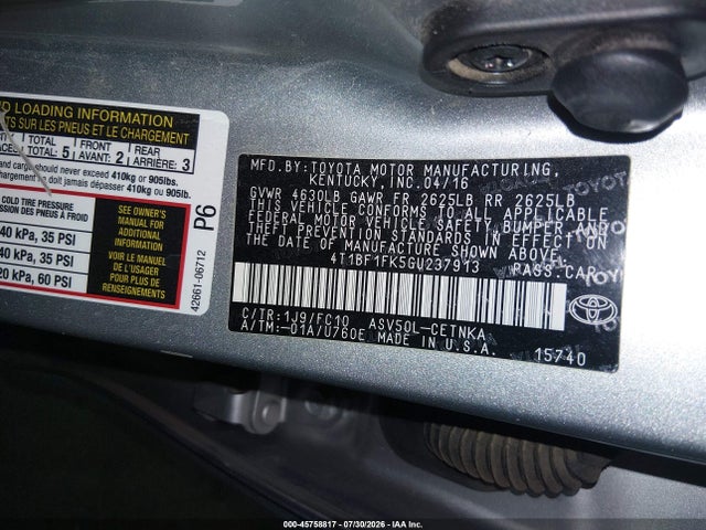 Toyota CAMRY LE 2016 4T1BF1FK5GU237913 Image 9