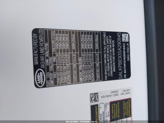 SALKPBE93SA290845 Land Rover Range Rover P530 Se 7 Seat
