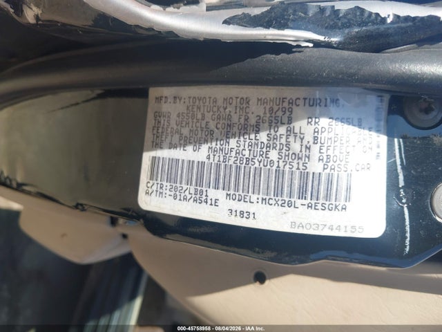 Auction sale of the 2000 Toyota Avalon Xls, vin: 4T1BF28B5YU017515, lot number: 45758958