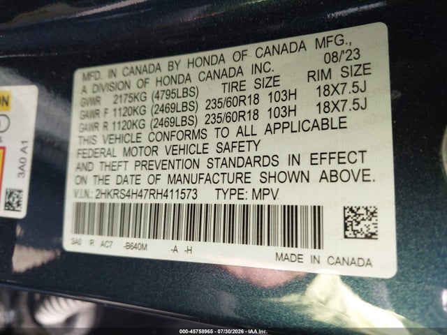 Honda Cr-v Ex Awd 2024 2HKRS4H47RH411573 Image 9