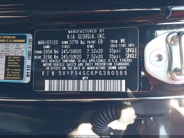 Aukcja sprzedaży 2023 Kia Telluride Ex, vin: 5XYP34GC6PG380589, numer aukcji: 45758983