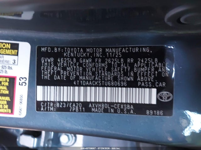 Toyota CAMRY SE 2026 4T1DAACK5TU680696 Image 9