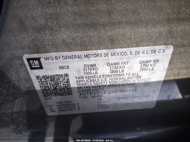 GMC Sierra 1500 Denali 2018 3GTP1PEC2JG569761 Image 9