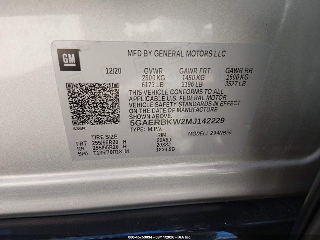 Aukcja sprzedaży 2021 Buick Enclave Fwd Essence, vin: 5GAERBKW2MJ142229, numer aukcji: 45759094