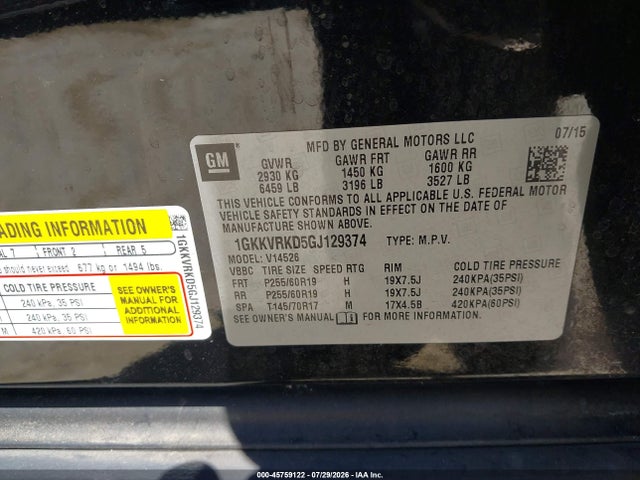 GMC Acadia Slt-1 2016 1GKKVRKD5GJ129374 Image 9