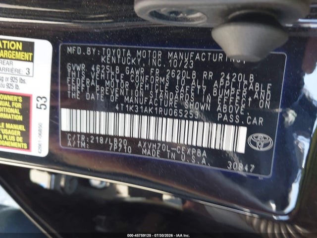 4T1K31AK1RU065253 Toyota Camry Hybrid Xse