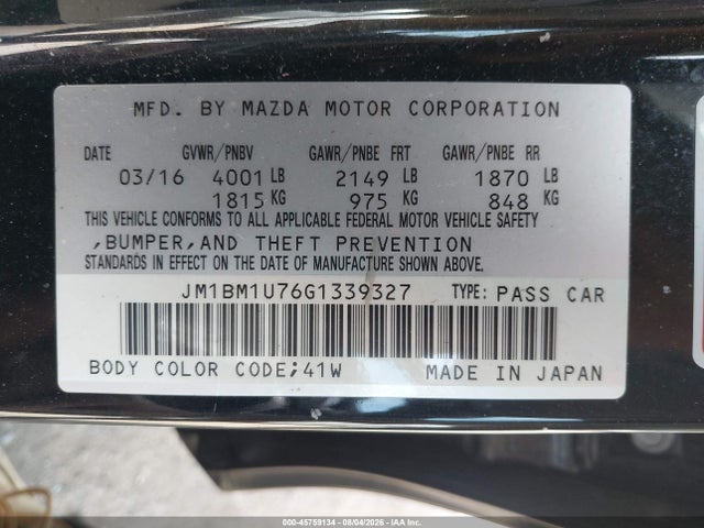 Продажа на аукционе авто 2016 Mazda Mazda3 I Sport, vin: JM1BM1U76G1339327, номер лота: 45759134