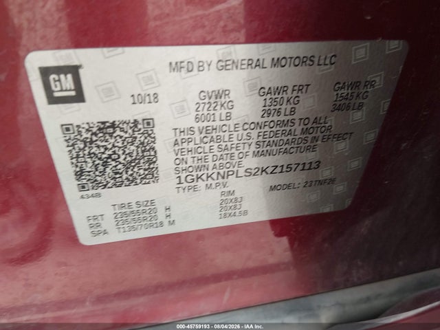 GMC Acadia Denali 2019 1GKKNPLS2KZ157113 Image 9