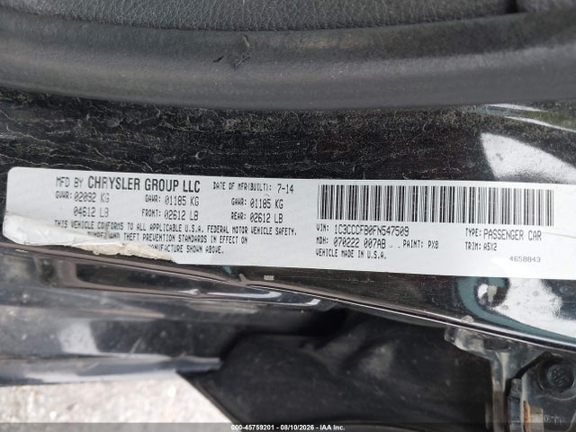45759201 :رقم المزاد ، 1C3CCCFB0FN547509 vin ، 2015 Chrysler 200 Lx مزاد بيع