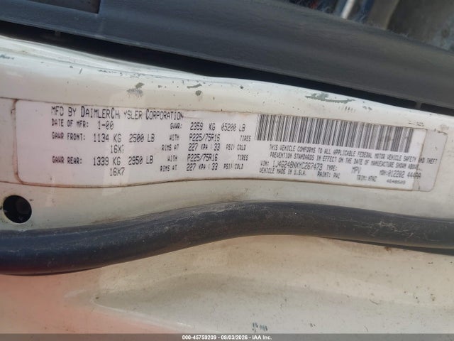 Продажа на аукционе авто 2000 Jeep Grand Cherokee Laredo, vin: 1J4G248NXYC267473, номер лота: 45759209