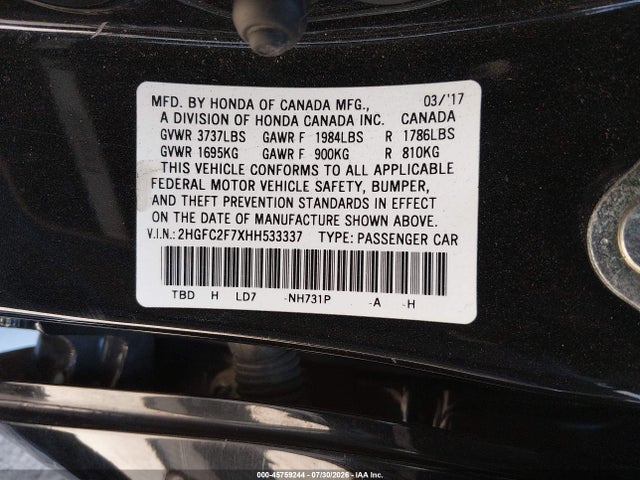 2HGFC2F7XHH533337 Honda CIVIC EX