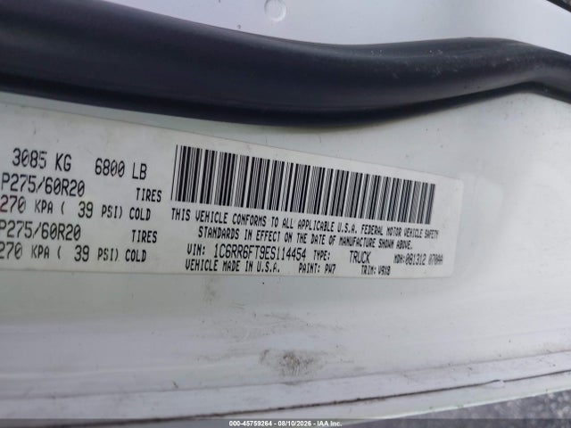2014 Ram 1500 Express მანქანა იყიდება აუქციონზე, vin: 1C6RR6FT9ES114454, აუქციონის ნომერი: 45759264