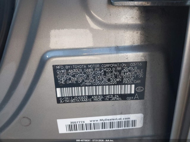 Lexus IS 200T 2016 JTHBA1D25G5026225 Image 9