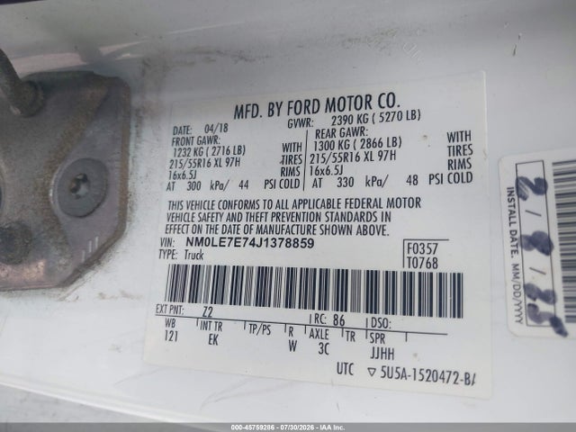 Ford Transit Connect Xl 2018 NM0LE7E74J1378859 Image 9