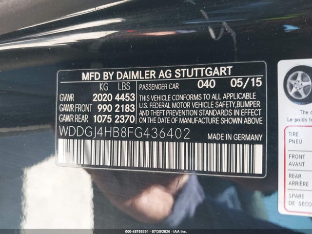 WDDGJ4HB8FG436402 Mercedes-Benz C 250