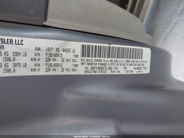 45759298 :رقم المزاد ، 3A8FY48909T511858 vin ، 2009 Chrysler Pt Cruiser Lx مزاد بيع