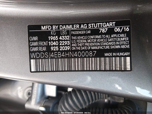 WDDSJ4EB4HN400087 Mercedes-Benz CLA 250