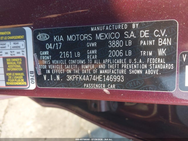 Продаж на аукціоні авто 2017 Kia Forte Lx, vin: 3KPFK4A74HE146993, номер лоту: 45759355