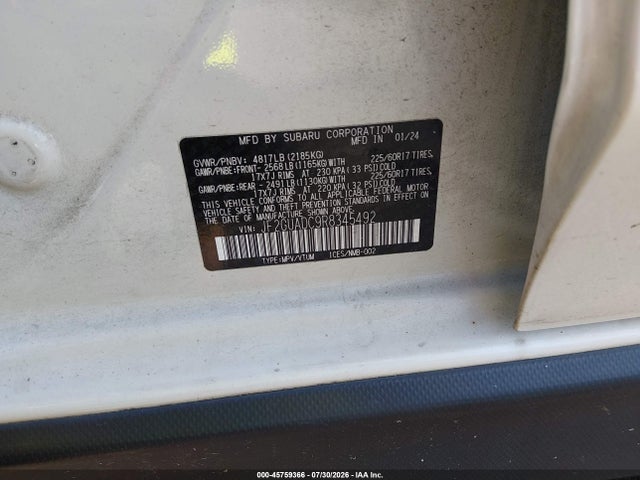 Aukcja sprzedaży 2024 Subaru Crosstrek Premium, vin: JF2GUADC9R8345492, numer aukcji: 45759366