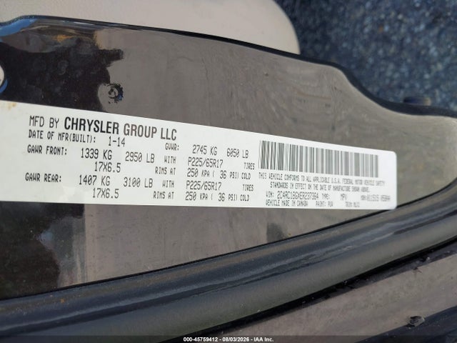 45759412 :رقم المزاد ، 2C4RC1BGXER237364 vin ، 2014 Chrysler Town & Country Touring مزاد بيع