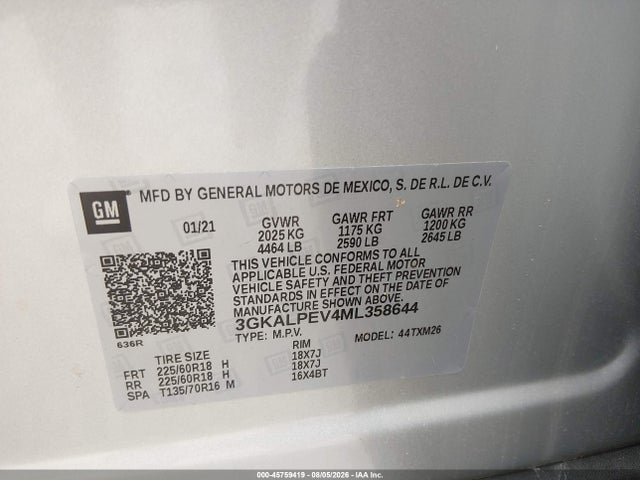 3GKALPEV4ML358644 GMC Terrain Fwd Slt