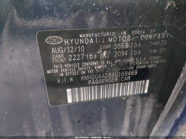 Продажа на аукционе авто 2010 Hyundai Elantra Se, vin: KMHDU4AD6AU168469, номер лота: 45759435
