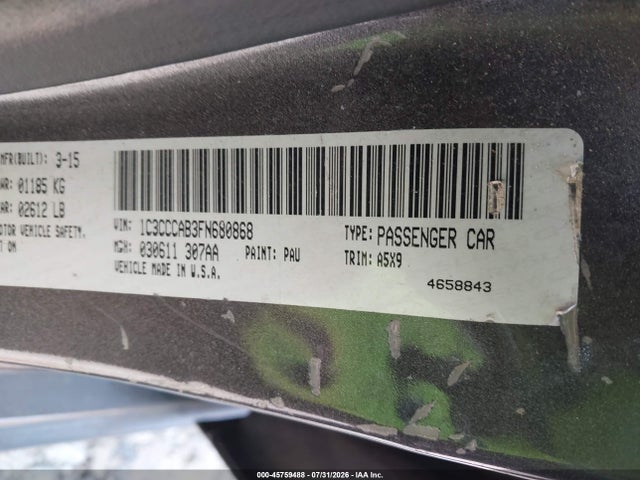 2015 Chrysler 200 Limited მანქანა იყიდება აუქციონზე, vin: 1C3CCCAB3FN680868, აუქციონის ნომერი: 45759488